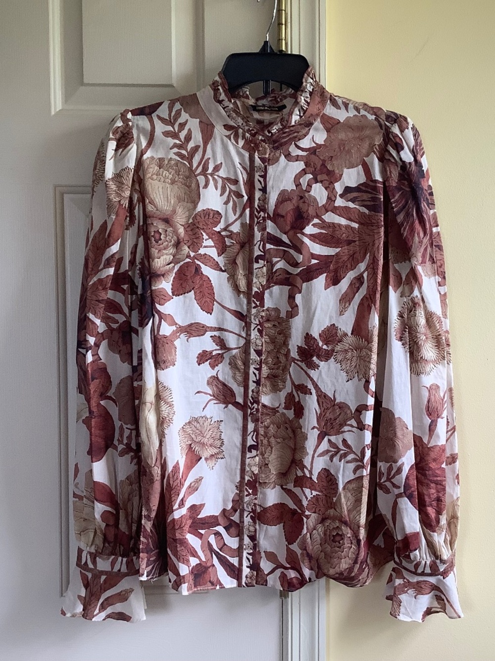 Kobi Halperin Rae Button Up Long Sleeve Blouse Ivory Multi SZ L